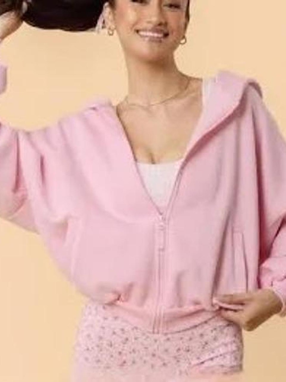 Blogilates Women's Marshmallow Full Zip Hooded Sweatshirt - Light Pink 1X NEW